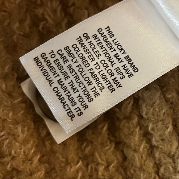 Lucky Brand Sherpa Fleece CollarTan Cable Knit Cardigan, Size XS - Picture 8 of 11